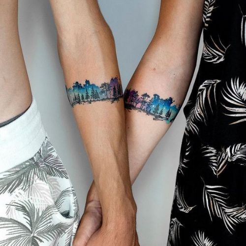 forest at night twin flame tattoos