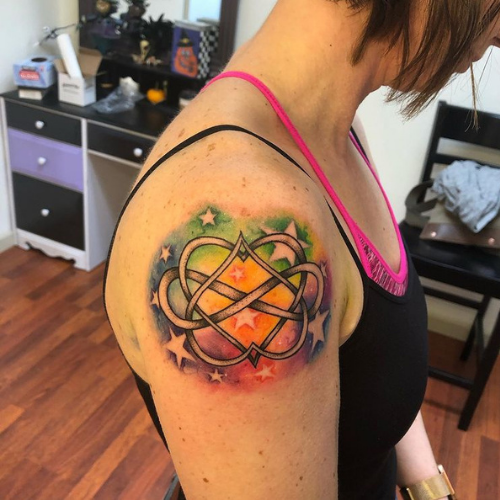 double infinity heart with rainbow colors