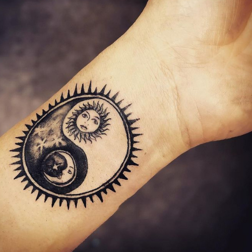 sun and moon yin yang tattoo