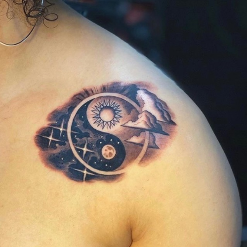 sun and moon yin yang tattoo