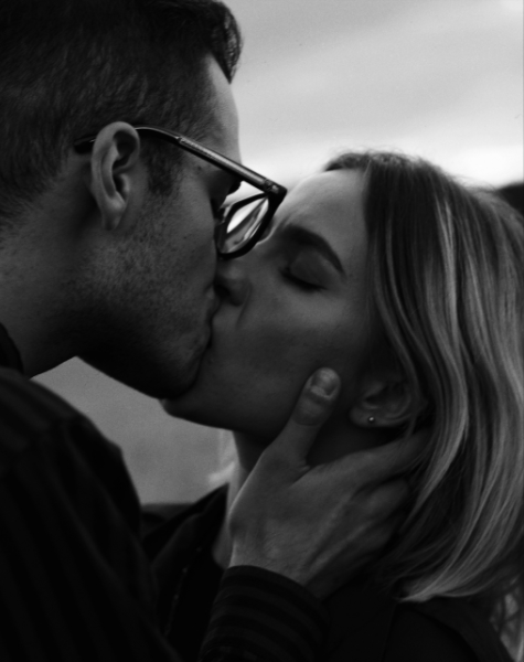 black and white couple kissing