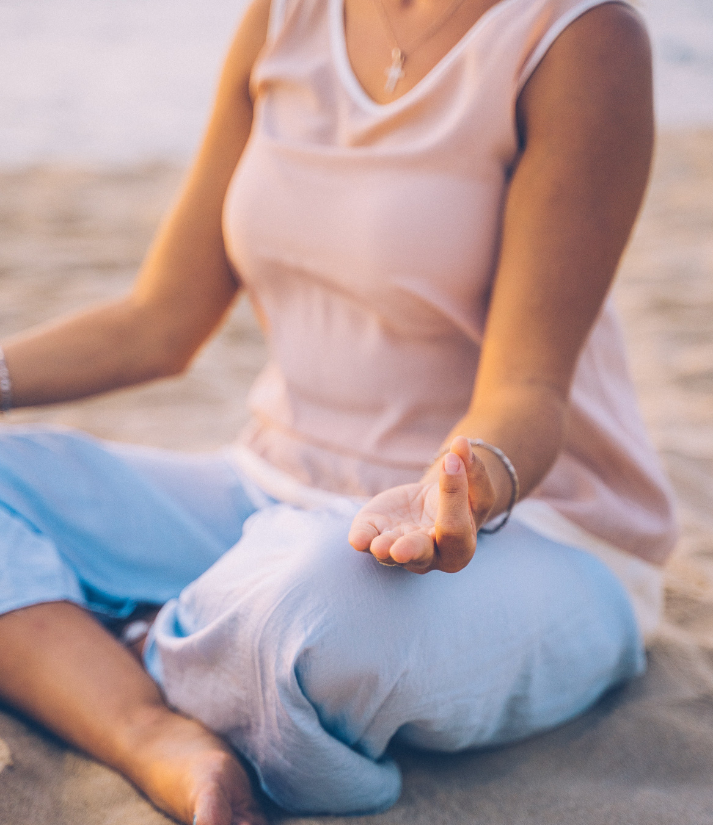 woman meditating on reunion